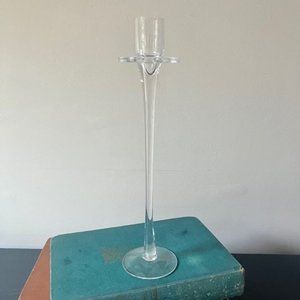 Vintage 10" Elegant Glass Taper Candle Holder
